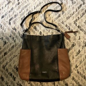 Coach Leather Brown and Black Shoulder Purse